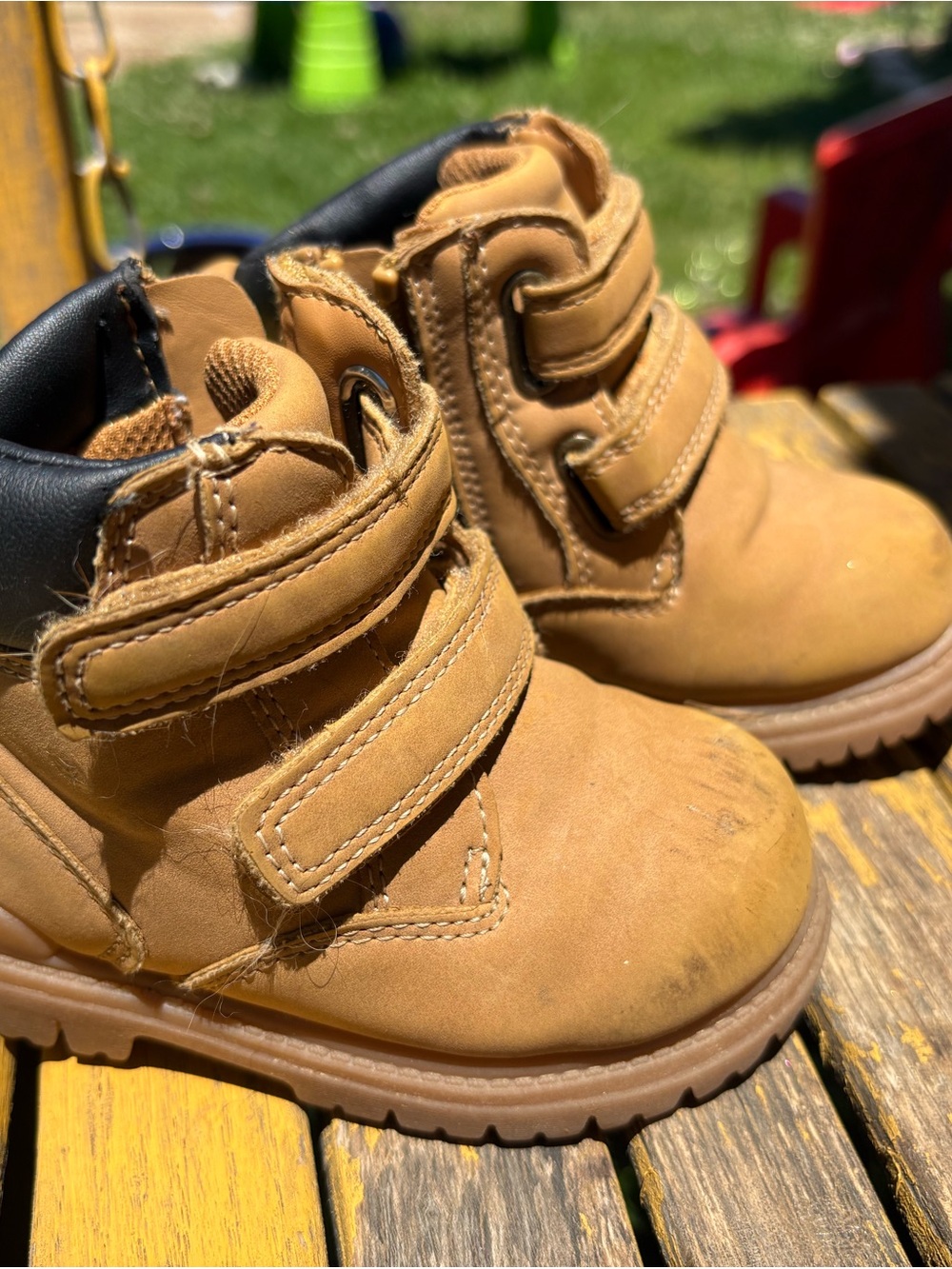 wonder nation Tan Hook-and-Loop Toddler Boots